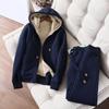 Tuta da ginnastica da donna Autunno e Inverno Calda Manica Lunga Spessa Felpa con Cappuccio Cappotto Pantaloni Jogger Abbigliamento Sportivo Set Due Pezzi