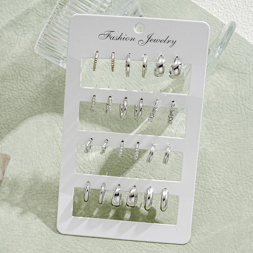 Modisches Creolen-Set mit Kristallen, Kreis, Gold/Silber, Ohrringe für Damen, Schmuck-Accessoires