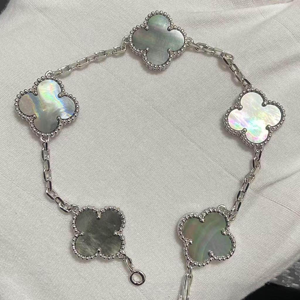 Nuova Versione Bracciale Quadrifoglio Cinque Fiori Agata Rossa Naturale Madreperla Bianca Bracciale da Donna Bracciale Laser
