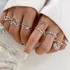 IF ME7 Pcs/set Punk Style Fashion Adjustable Rings Set Heart Silver Ring for Women Jewelry Accessories
