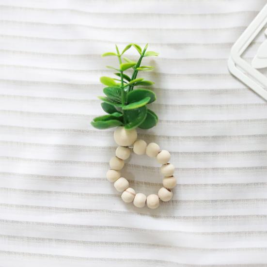 6 ks Sponky na ubrousky Falešný list Provázková dekorace Dřevěná korálka Boho