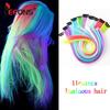 Synthetic Luminous Clip In Hairpiece Long Straight Rainbow Color Fake Hair Piece Extensions On Clips One Piece For Women