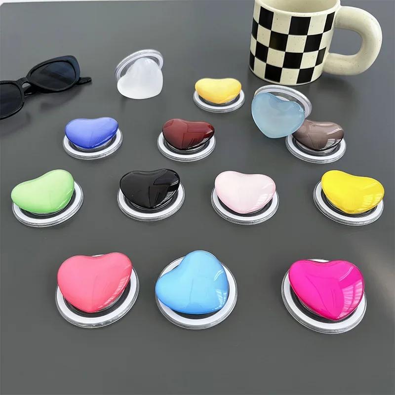 Solid Color Glass Love Cell Phone Airbag Holder Magnetic Removable Desktop Support Portable Retractable Cell Phone Holder
