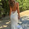 2026 Womens Elegant Slim Fit Sleeveless High Waist Solid Color Long Dress Casual Office Wear