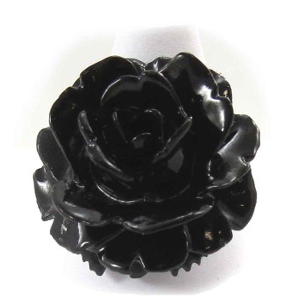 Les Trésors De Lily [J8034] - Black 'Flora' Designer Ring