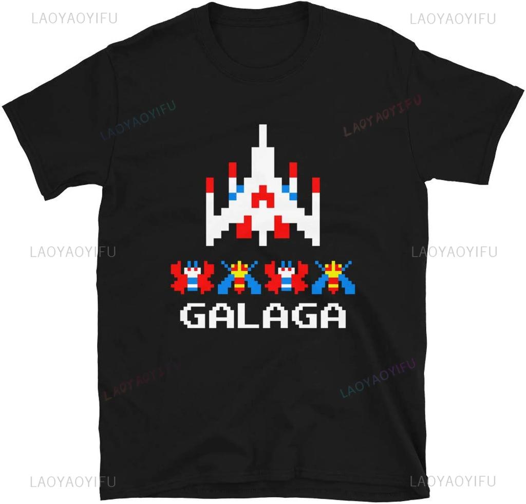 80s 70s Arcade Galaga Video Game Vintage T-srhit Invader Space Gaming Alien Men T Shirt Harajuku Style Retro Casual Fashion Tees