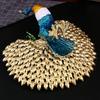 Peacock Shape Jewelry Storage Box Multicolor Inlaid Gem Organizer Exquisite Enameled Alloy Storage Jar Earrings Ring Unique Gift