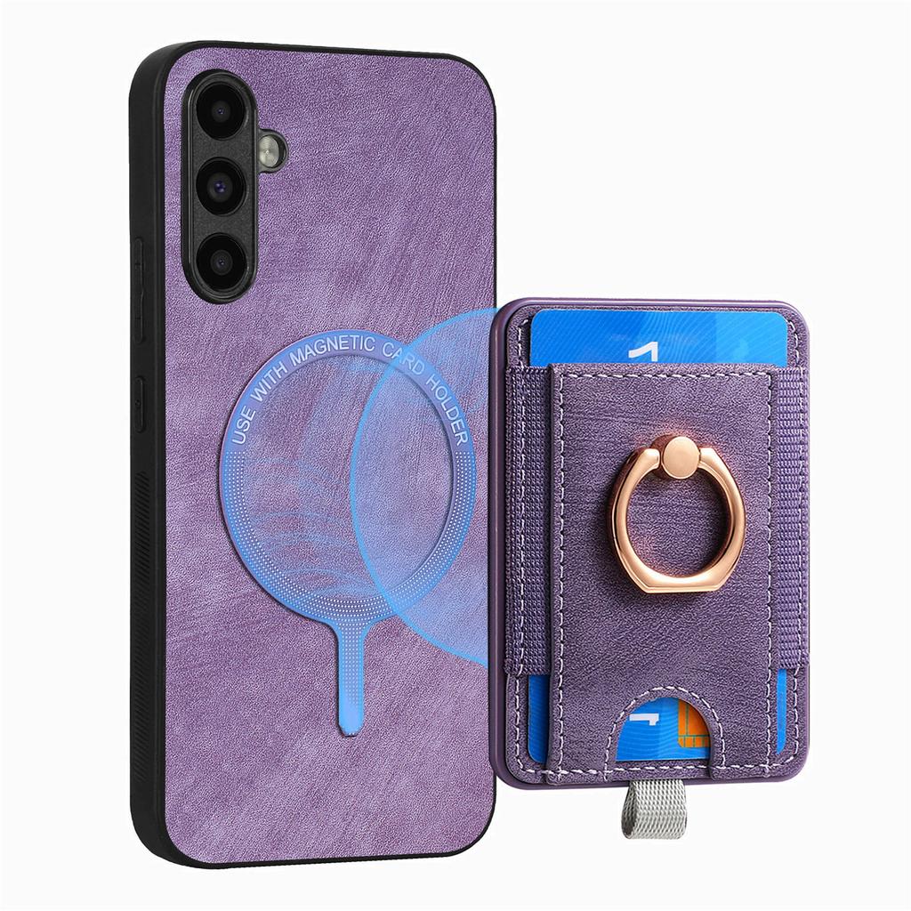 2 in 1 Detachable Magnetic Cards Solt Leather Case For Samsung Galaxy A55 A35 A54 A24 S23 S24 Ultra S22 Plus S21 FE Ring Holder