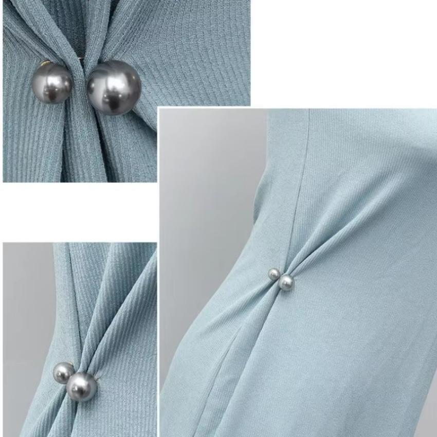 3 Pcs/Set Women Sweater Cardigan Clip Coat Summer Dress Jewelry Double Pearl Brooch Pins Anti-fade Exquisite Elegant Brooches