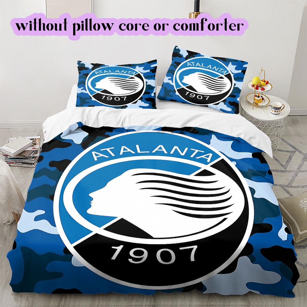 Biancheria da letto con motivo calcistico Atalanta BC, Set piumone Copripiumone Federa Regalo di Compleanno per la Casa (1*copripiumino+2*federe,senza imbottitura)