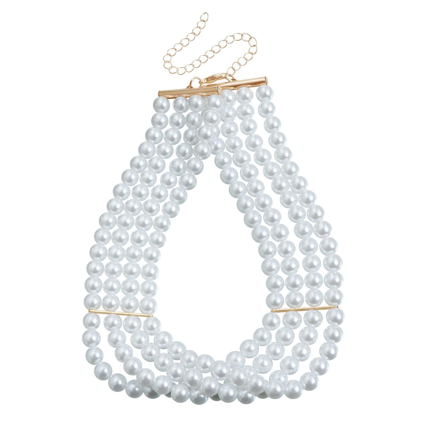 

Accessories ins high-end baroque multi-row imitation pearl neck chain collarbone chain light luxury fashion necklace золотий