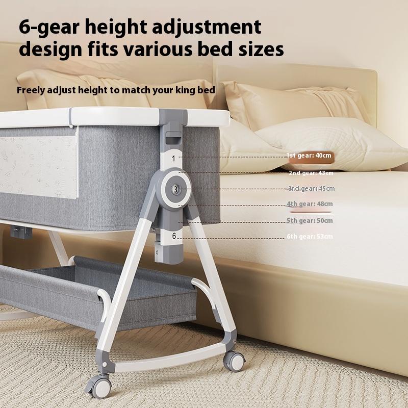 Crib Movable Portable Cradle Bed Foldable Multifunctional Splicing Queen Bed