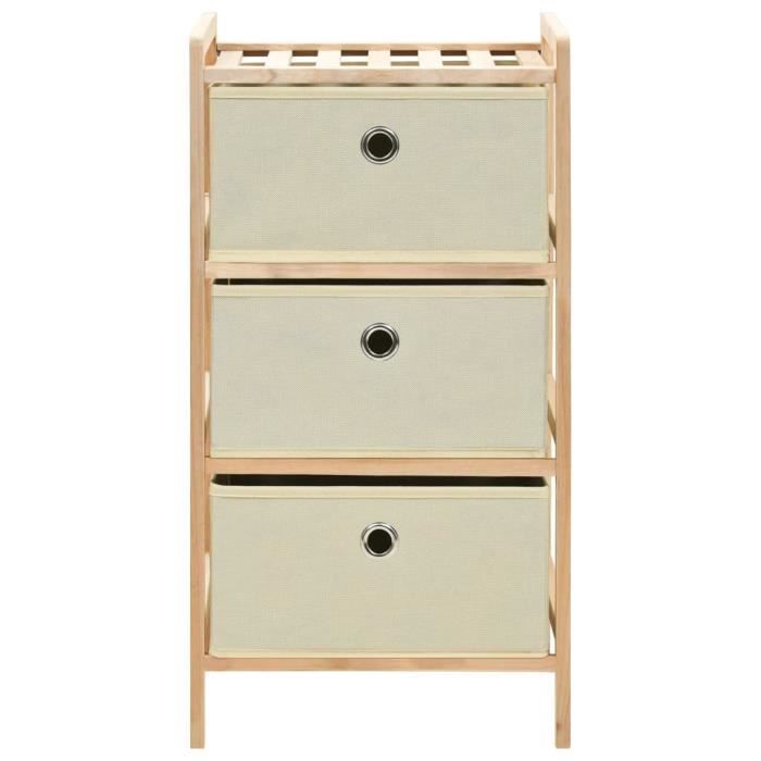 VidaXL Storage Shelves with 3 Fabric Baskets 2 Pcs Beige Cedar