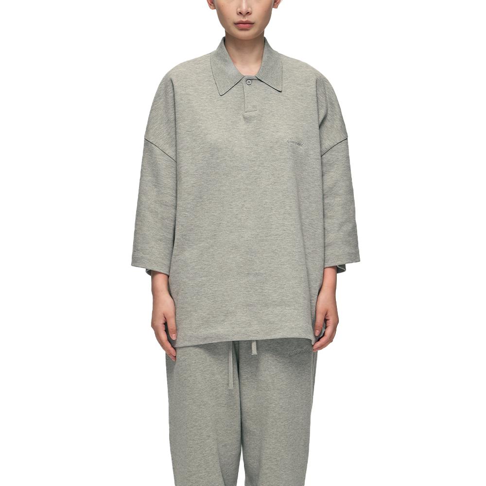 

Fear Of God Essentials SS26 Signature 90s Cropped Polo Concrete Heather Comfortable Minimalist Casual Polo Unisex tops 125SP264422F XS
