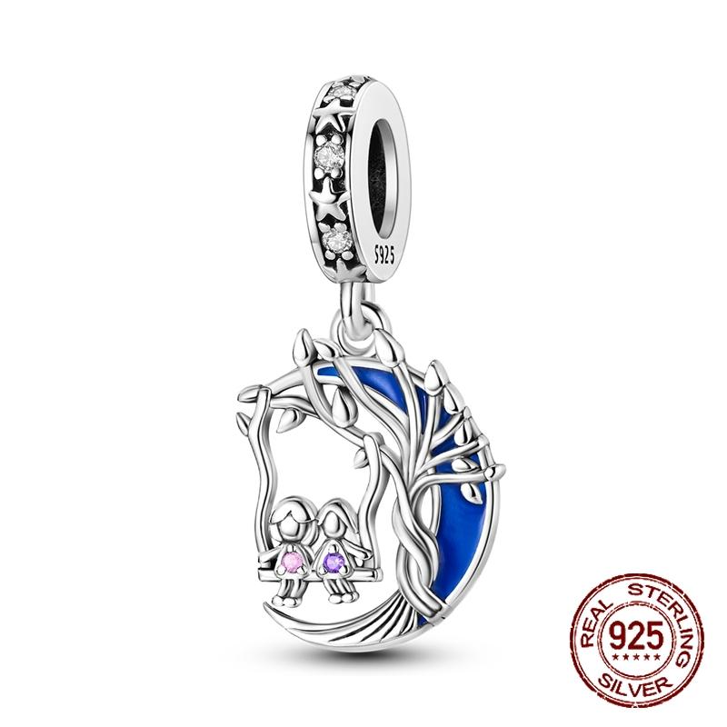 Double Sided Heart Sisters Charm Copper Tree Of Life Family Dangle Pendant Fit Bracelet Necklace Diy Jewelry