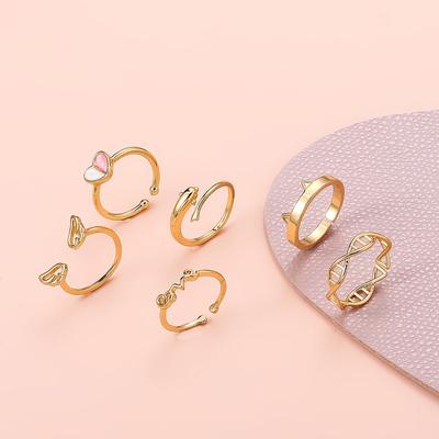 6PCS Adjustable Copper Toe Rings for Women Open Tail Ring Women Beach Foot Jewelry
