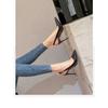 Fashion Fine Heeled Temperament, Pure Desire Style, One Button Toe Closure, Empty High-heeled Shoes, Women's French Single Shoe Sandals