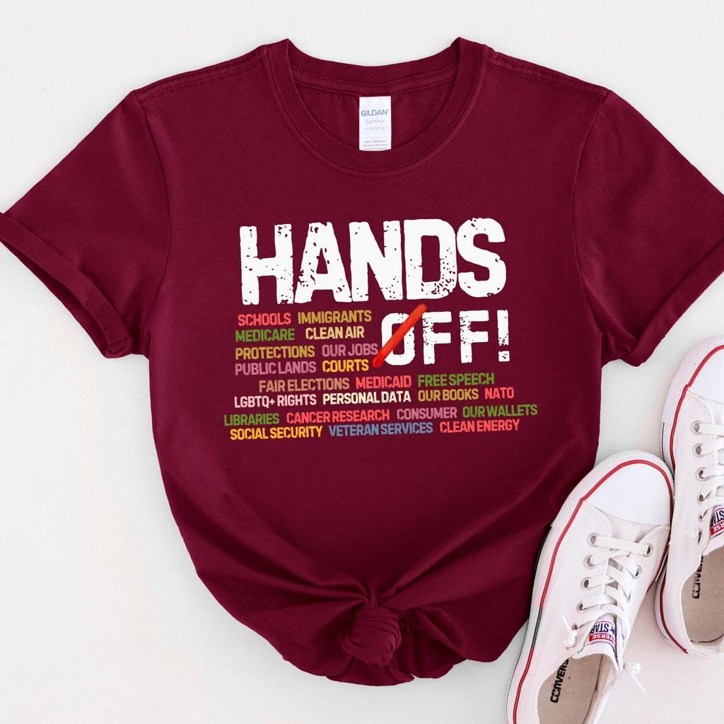 Hands Off Protest T Shirt Mens Womens Tees Top, Political Activism, Save Public Lands, Free Speech.