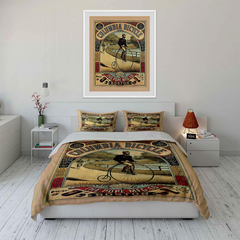 Vintage bicycle advertisement design Bedding sets Duvet cover sets Duvet covers Pillowcases(1*Duvet Cover 2*Pillowcases without duvet insert)