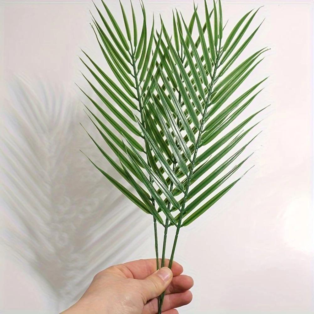 5pcs Large Fake Tropical Palm Leaves Plastic Artificial Leaves Artificial Green Palm Leaves  Wedding