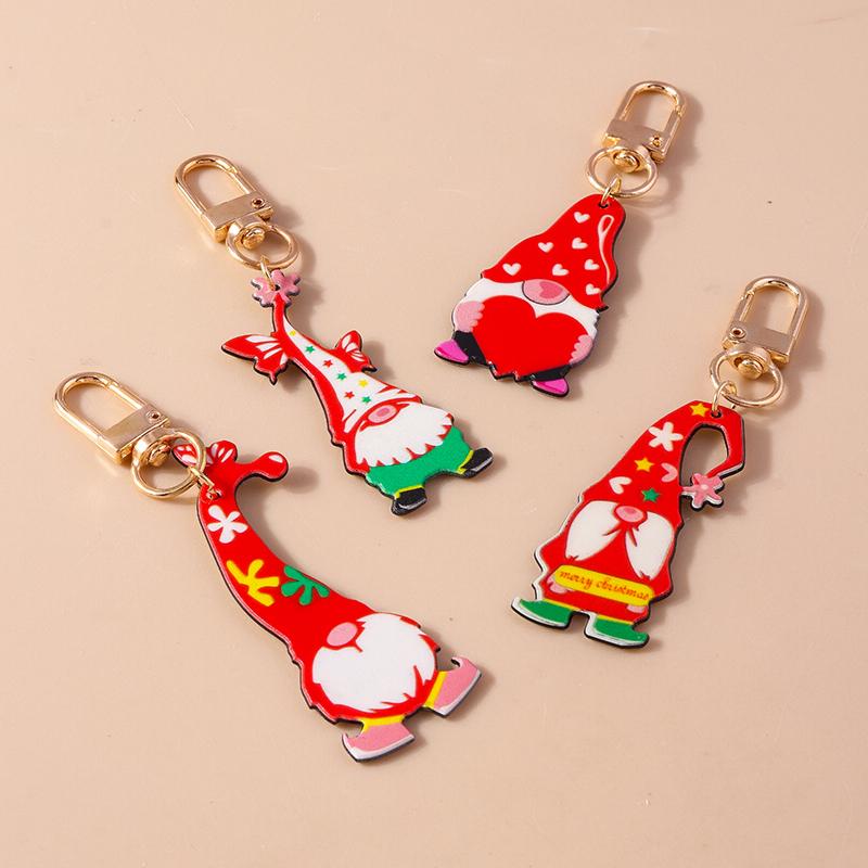 Cute Enamel Snowman Keychain Christmas Tree Elk Santa Clause Keyring Pendants for Handbag Decor DIY X'mas Gifts Accessories
