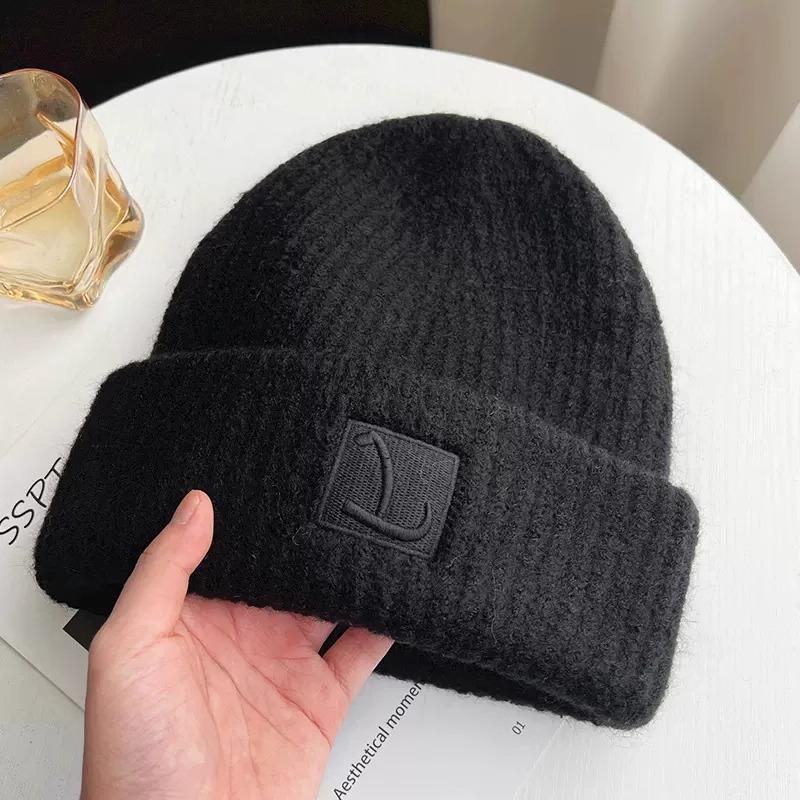 Big head circumference thick wool hat women's autumn and winter loose warm pile cold hat big face small knitted ear hat