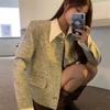 Jachetă Damă Stil Tweed cu Guler POLO 2026 Croială Slim Fit Mânecă Lungă Îmbrăcăminte Exterioară cu Imprimeu Geometric