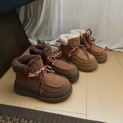 Thick-soled Snow Boots Women's 2025 Winter New Velvet Thickened Warm Antifreeze, Non-slip and Wear-resistant Classic Solid Color Cotton Boots