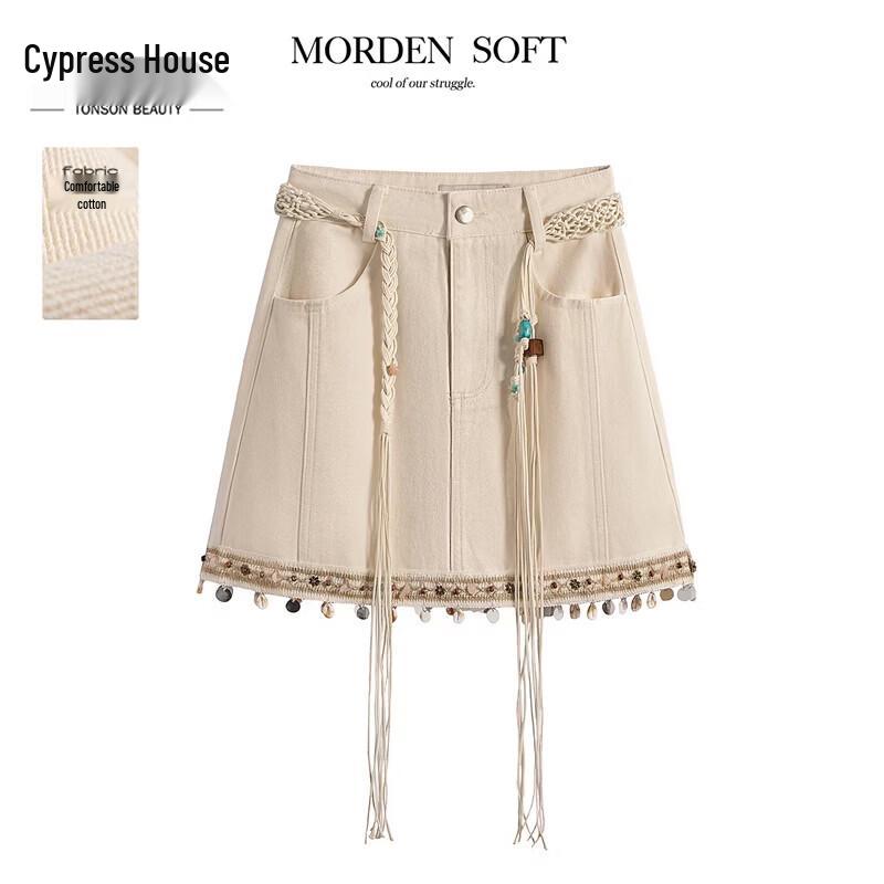 Women s Bohemian High-Waist A-Line Denim Skirt L