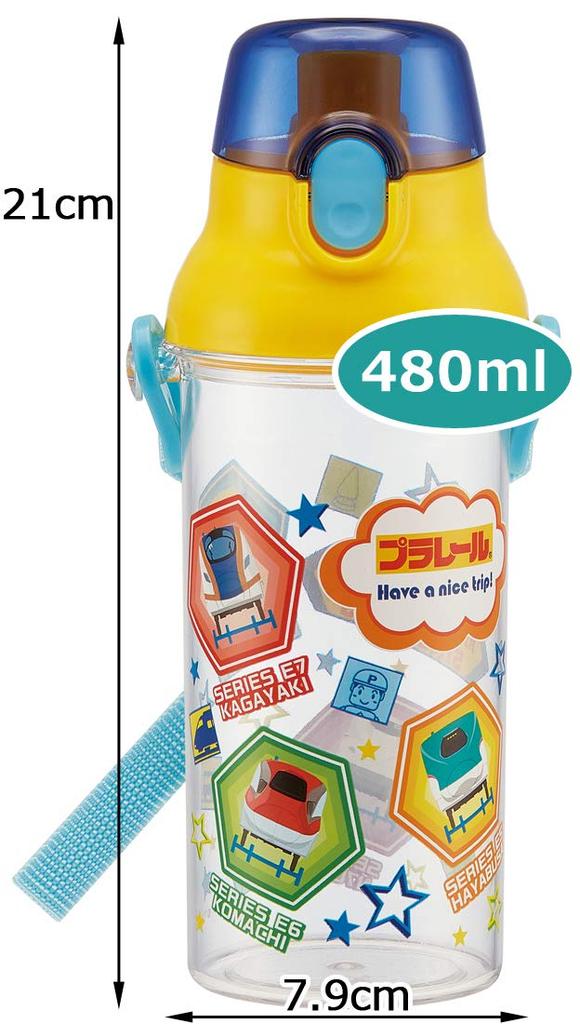 Skater Children's Water Bottle, Clear, 480ml, Plarail, Boys, Made in Japan, PSB5TR