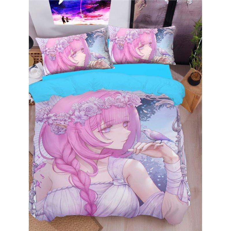 Anime Elysia Bedding Sets Japanese Anime Two-Dimensional Girl Duvet Cover Set Kawaii Sexy Girl Quilt Cover 2/3Pcs