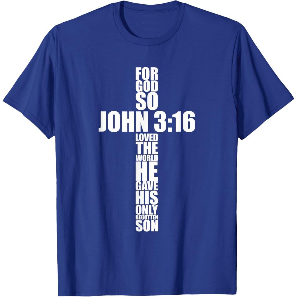 John 316 Cross Christian Bible Verse Religious Graphic Tshirt Men Casual