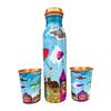Embracing Rainy Delight Meena Print Copper Water Bottle Set | Handcrafted Tamba Bottle with 2 Glasses | Premium Copper Water Bottle