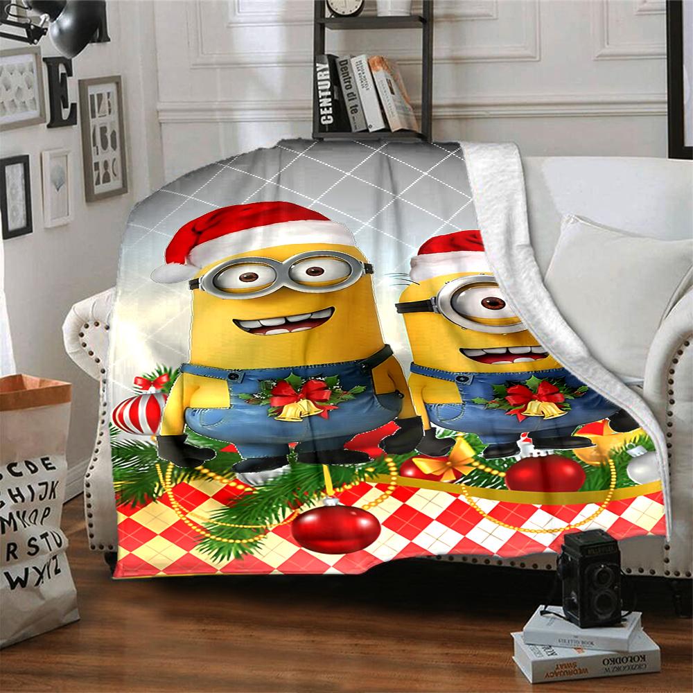 1Pc Christmas Minion Unicorn Blanket Soft Throw Blanket For Home Bedroom Bed Sofa Travel Office Solid Christmas Blanket