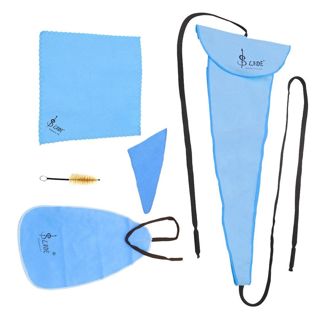SLADE 5-Piece Saxophone Cleaning Kit: 3D Bore Brush, Bore Brush Cloth, Polishing Cloth, Triangular Cloth, Mouthpiece Brush.