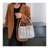 New Fashion Plaid Quilted Faux Leather Tote Bag for Women Large Capacity Handbag Double Handle Shoulder Purse