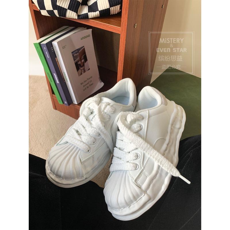 Shell head thick sole heightening niche white shoes new casual shoes children's tide 635