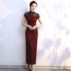 Vintage Chinese Cheongsam Retro Long Fork Cheongsam Elegant Lace Cheongsam  Costume