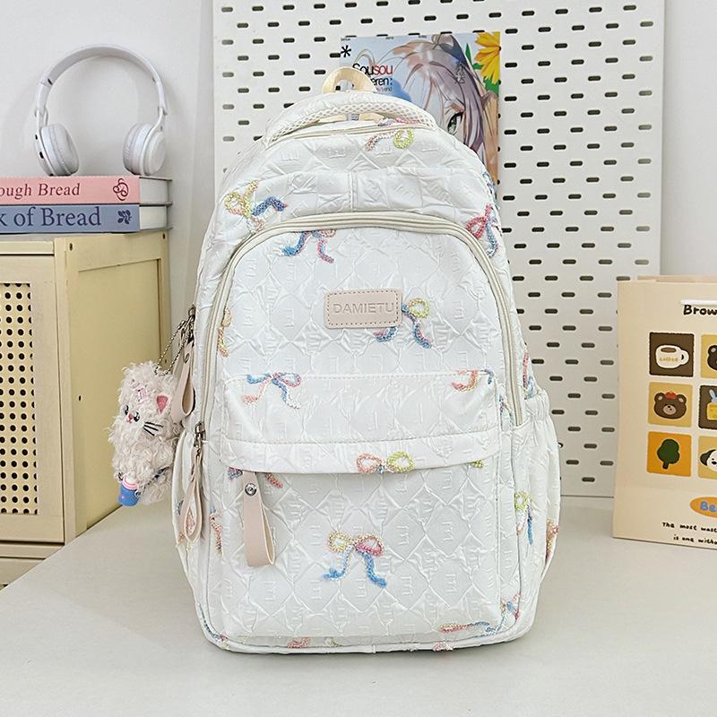 Small fresh schoolbag female cute college student backpack high value bow junior high school student versatile large capacity backpack