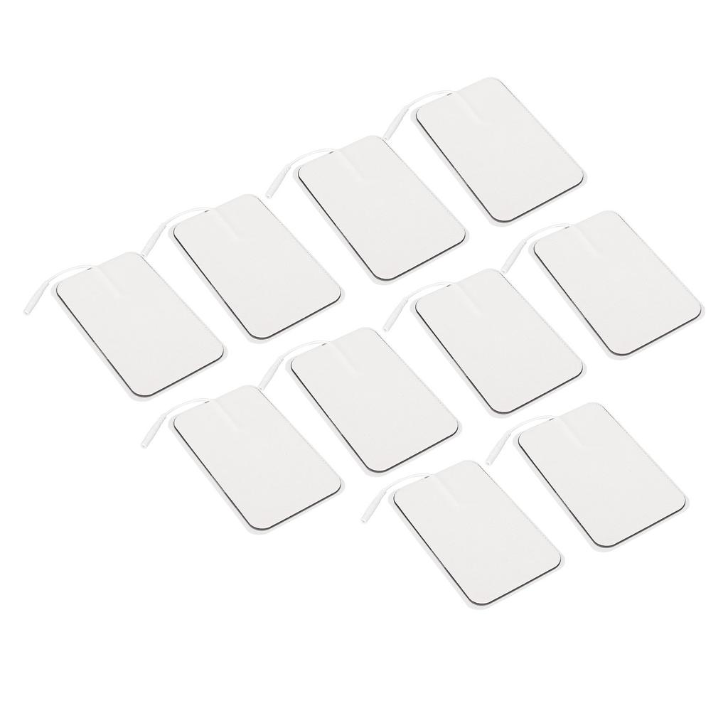 10Pcs TENS Unit Replacement Pads Rectangular Reusable Electrode Patches for Electrotherapy Muscle Stimulator Aperture