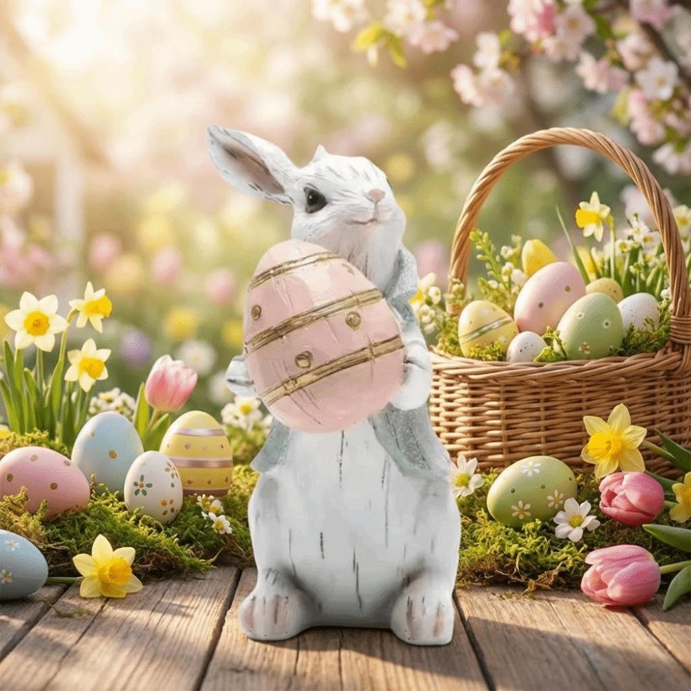 Resin Resin Rabbit Decoration Hand-Painted Easter Bunny Ornament  Party Decoration