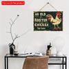 2D Flat Wooden 30*20cm Vintage "An Old Rooster" Wooden Wall Sign Rustic Farmhouse Decorative Plaque with Flax Rope Hanger for Home, Bar, Cafe, Office