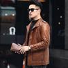 Men's Genuine Leather Clothing Oil Waxed Sheepskin Suit Collar Mid-Length Windbreaker Jacket New Style
