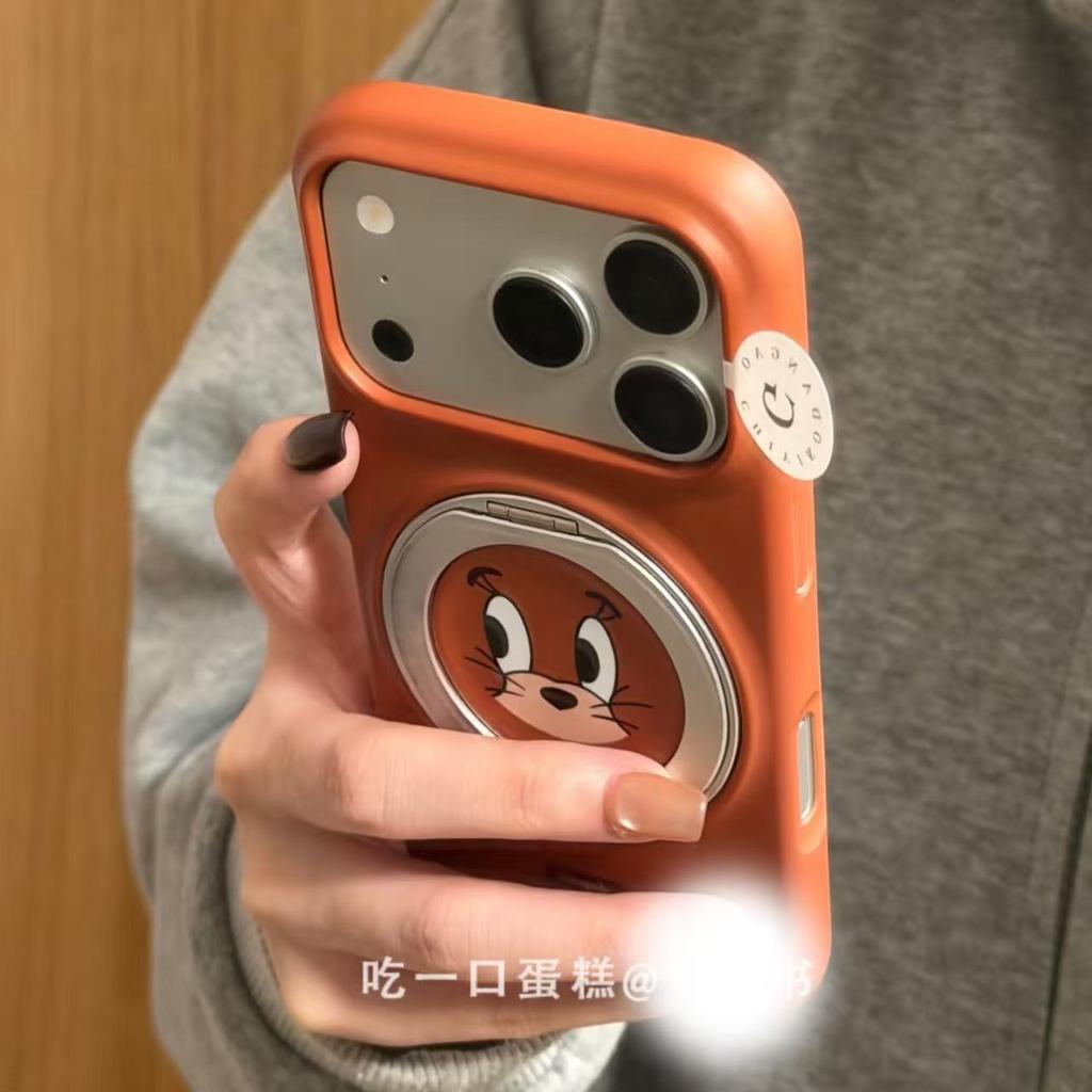 Jerry Mouse Tom Cat 360 Rotating Bracket Apple 17promax Mobile Phone Case Iphone16 Hard Case