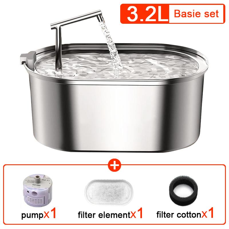 3.2L Stainless Steel Automatic Cat/Dog Water Dispenser Pet Water Dispenser Accessories 3.2L