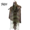 Indoor Outdoor Halloween Ornaments Animatronics Hanging Ghost Decoration, Sound Activated Grim Reaper Prop with LED Battery Operated Decor Glowing