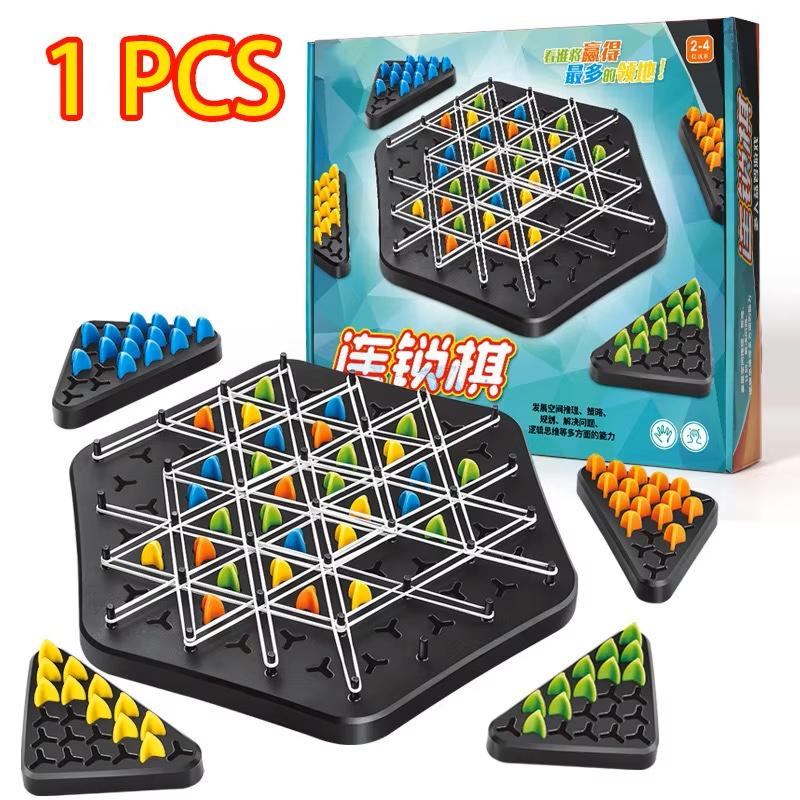 Triangle Link Chess Rubber Band Desktop Puzzle Toy for Children Multiplayer Interactive Family Game Enhances Logical Thinking