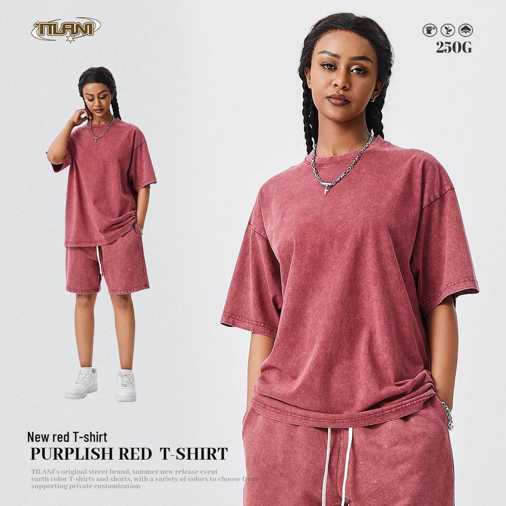 TILANI Men's Retro Washed Cotton Short-Sleeve T-Shirt