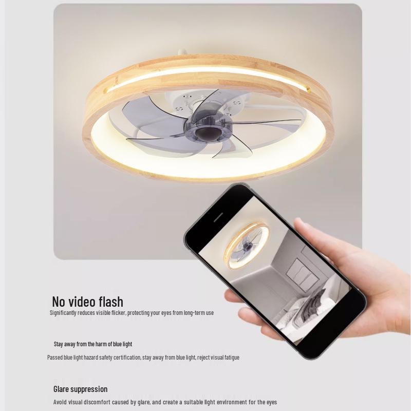 Japanese Solid Wood Ceiling Fan with Light - Variable Frequency for Bedroom, Living Room & Dining Room