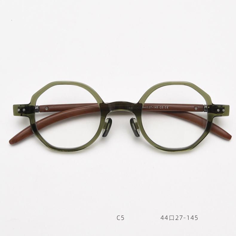 Vintage Round Anti Blue Light Reading Glasses Men Women Fashion Polygon Wood Grain Small Frame Lightweight Eyeglasses Plus +2 +5